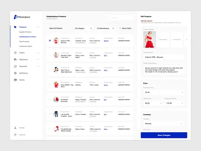 Marketplace Dashboard aliexpress amazon business dashboard design ebay etsy growth marketplace product detail product edit product listing rakuten supplier user experience user interface