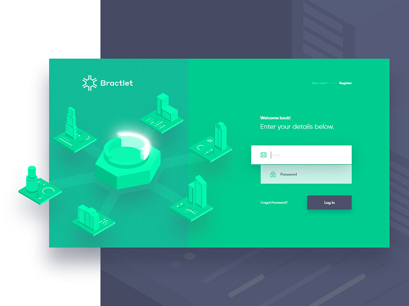 Bractlet - Log In analytic dashboard illustration log in register ui ux website