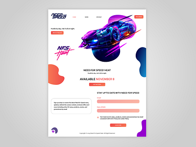 Need for Speed Heat Homepage creative design flatdesign graphic design illustration illustrator cc typography ui uiux vector web