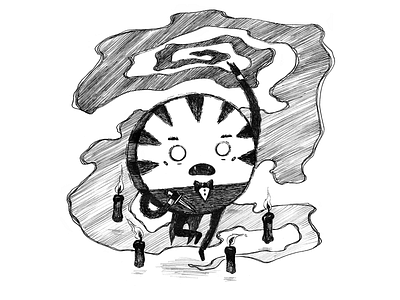 Spiritual Peppermint Butler Fanart adventure time black and white butler candles drawing fanart hand drawing illustration magic magic ritual pencil art ritual