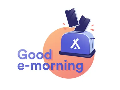 Good e-morning branding breakfast good morning icon illustration logo morning smartphone toast toaster vector