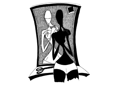 Mrs. Nobody black white digital digital art illustration ink line art mixed media photoshop woman