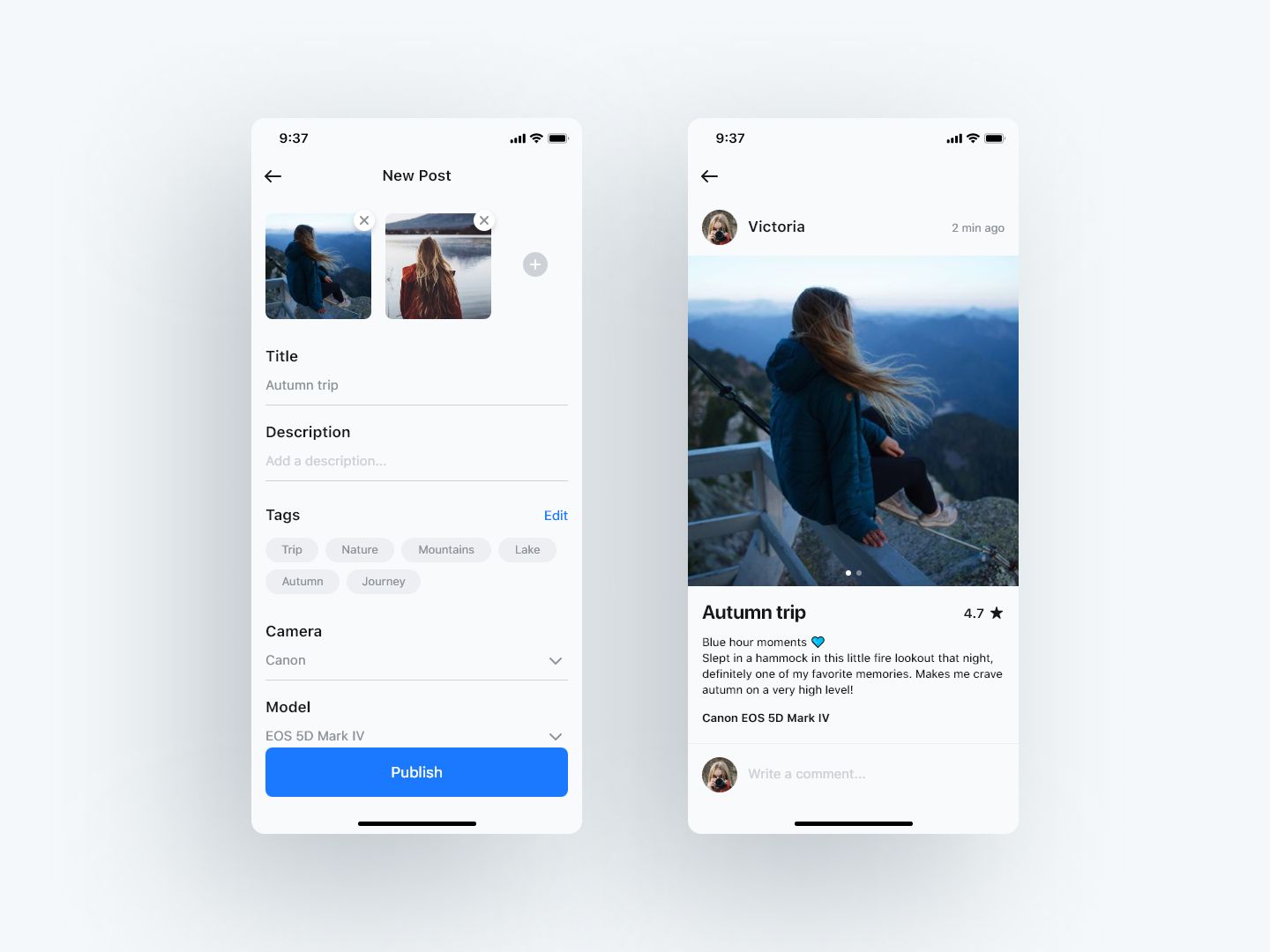 Example of Photo Social Network App