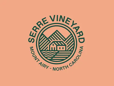 Serre Vineyard (Pt.I) 2d badge branding design farm flat greenhouse house icon illustration land logo mountain nature north carolina river typography vector vineyard water