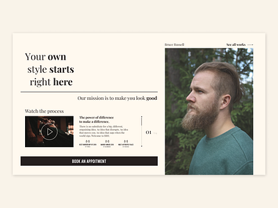 Barber concept barber barbershop design interaction interface minimal ui web