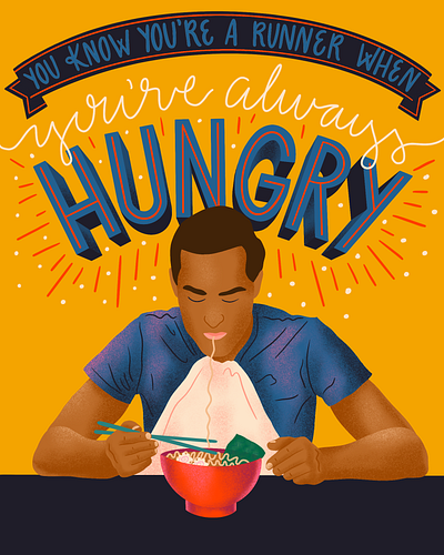 Always Hungry hand lettering hungry illustration lettering noodles ramen type typography