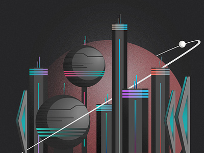 Illustration Practice - Sci-fi City ai city future gradient illustraion illustrator sci fi