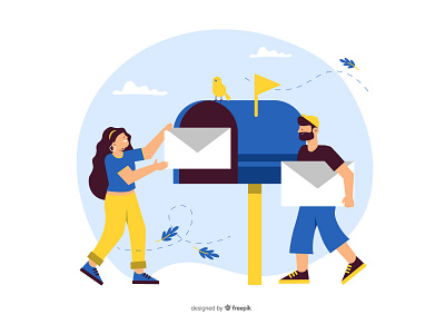 Mailbox concept business company email flat illustration mail mailbox marketing people vector
