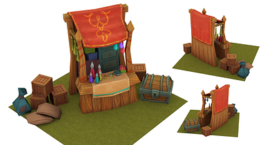 shop herbalist shelves 3d bag box chest game grass handpainted herbalist loot lowpoly medieval model poison shelves shop treasure