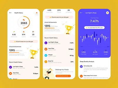 Health Status app clean health health and fitness minimal trendy ui ux