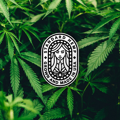 Standard Hemp - Grown And Made In USA badge branding cannabis hemp lady leaf line logo medical modern oil oregon relaxing usa vintage woman