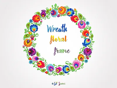 Wreath Floral Frame app branding card design event artwork flat floral flyer artwork frame graphic design greeetings illustration invitation logo minimal vector