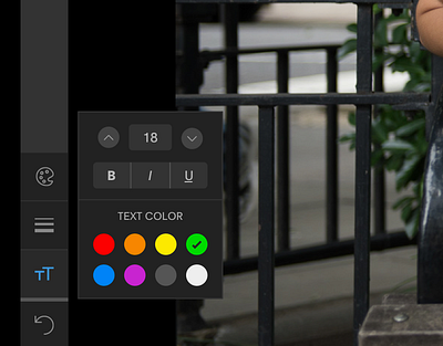 Markup / Text Properties annotate application font size markup swatch