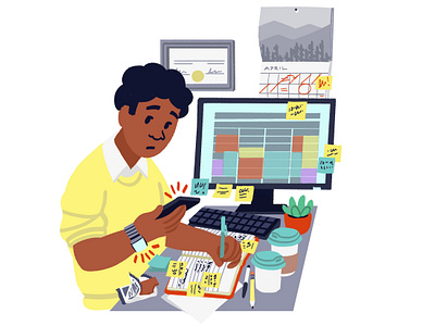 RescueTime Busy branding computers design email illustration people illustration tech illustration