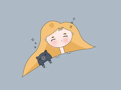 Sleepy Girl charachter design illustration