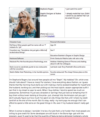 Personas persona ux writing