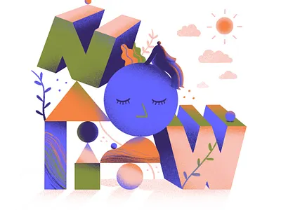 now be here now be present calm conceptual conceptual illustration editorial illustration illustration mindful peaceful surreal