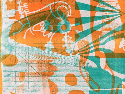 remind vs minimum collage distortion dots green illustration lo fi multiply orange overprint print texture