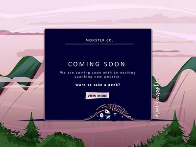 048 Coming Soon coming soon page daily 100 challenge dailyui dailyuichallange forest graphic illustration launch monster mountains pink ui website launch
