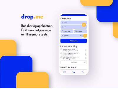 drop.me - Bus sharing app adventure app application blue bus design figma interface iphone journey pickup ride share sharing transfer transport travel uber ui ux