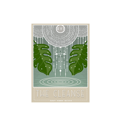 XVI The Cleanse branding design flat illustration metaphysical natural rain tarot tarot card