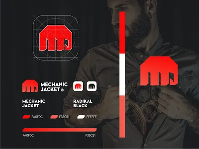 MECHANIC JACKET logo branding business logo clean logo cloth logo company logo creative creative logo elephant logo identity illustration logo logo grid logodesign logotype mechanic logo minimal design mobile app logo sketch sports logo typography