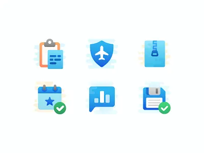 Cute Clipart Blue Icons archive calendar cute icon iconography icons paste plane save set topic vector