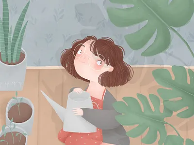 I love plants! girl illustration lifestyle ootd outfit plant plant lady