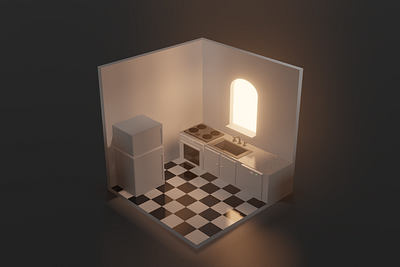 Kitchen 3d b3d blender blender3dart design illustration isometric low poly lowpoly