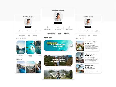 User Profile - Social Travel App adobe xd app blog challenge daily daily ui dailyui design illustration profile review reviews social social app travel travel app ui ui ux user ux