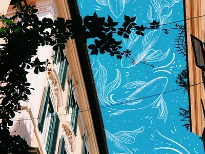 Betta Fish in the Paris Sky digital illustration illustration photography procreate