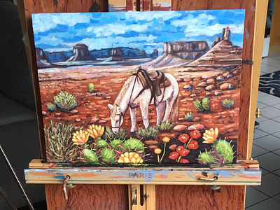 Southwest Desert *Acrylic on Canvas Panel* acrylic painting arizona cactus desert horse moab nature outdoors painting southwest southwestern utah wildlife