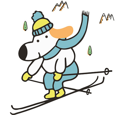 Skiing Dash Doggo dog dog illustration doggo dogs puppy ski skiing