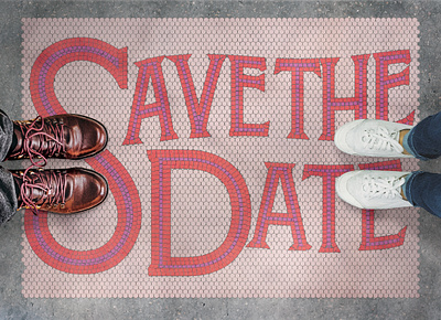 Save The Date Flat V2 RGB bad photoshop fauxsaic illustration marriage save the date shoes tile
