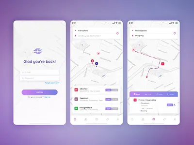 Vienna mobility app / redesign concept #1 app bus components design map mobility public transport redesign sign in transport travel ui