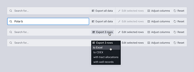 Table peripherals adjustments buttons cells column headers controls filter headers hide hover icons pagination reposition sort table tooltips