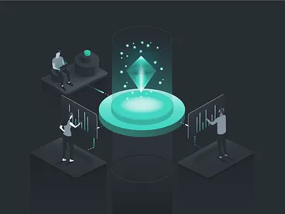 The Journey of A Model ibm design illustration isometric illustration on boarding vector