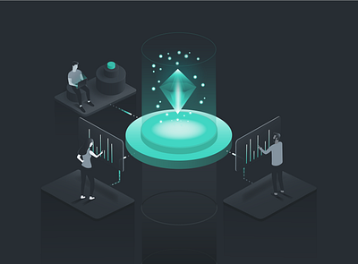 The Journey of A Model ibm design illustration isometric illustration on boarding vector