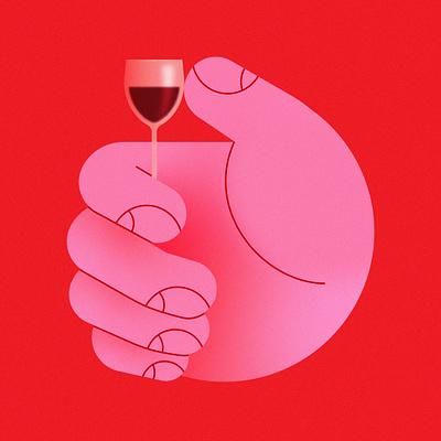 Red red wine blur design gaussian gradient hand illustration large hand nails red wine small glass stylized wine