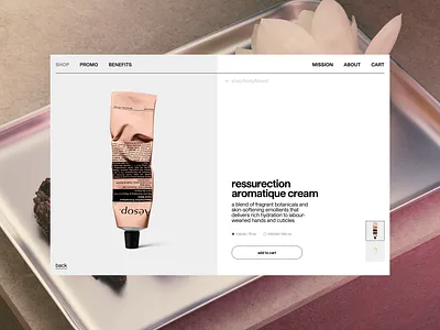 Skincare Product page Concept / Ecommerce aesop bodycare botanicals brands cosmetics dailyroutine ecommerce ecommerce design layout minimal skincare ui web web design