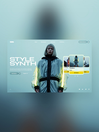 Style Synth Web Ui Landing Shot ai ai fashion branding design graphic design illustration photography techwear ui ui design ux ux design web design