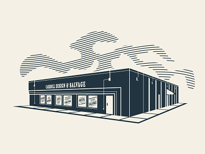 Carroll Design & Salvage Building Illustration branding building design illustration salvage