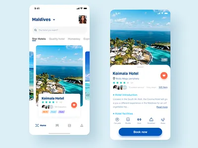 Hotel application exploration blue concise ui