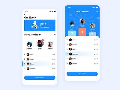 Ranking page app blue card clean design ranking simple ui