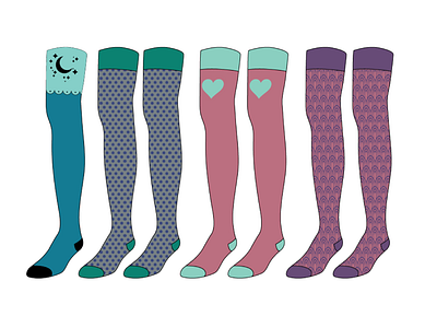 thigh-highs sock designs design illustration vector