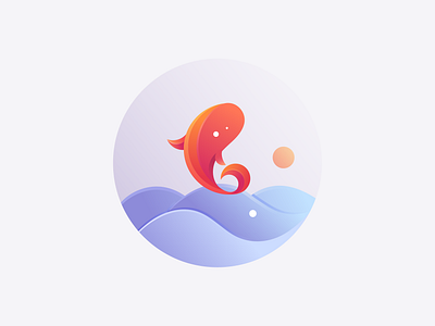 fish animal branding design fish fishing goldfish gradient icon illustration logo sea sunrise sunset vector wave