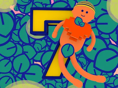 7 for 36 Days of Type 2d 36 36days 36daysoftype 3d ae c4d character chil firefly heart leaves lettering light number pattern smil type