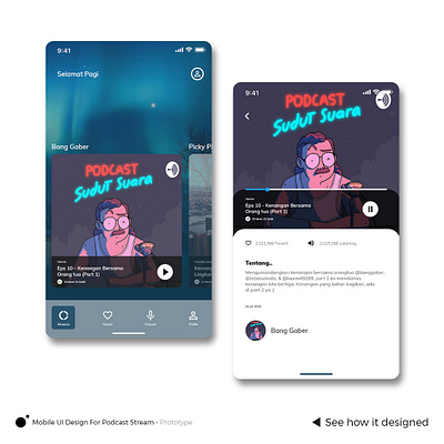 UI Mobile Apps for Podcast Stream animation app design illustrator minimal typography ui ux web