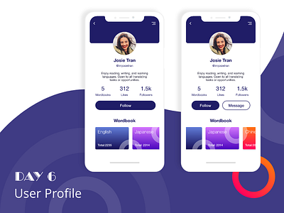 Daily UI 006 app design daily ui user profile xd