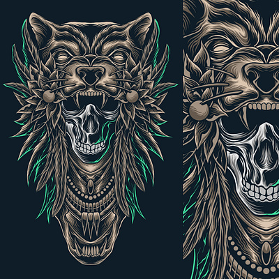 lion ornament art artwork culture design drawing illustrator indian lion ornament skull